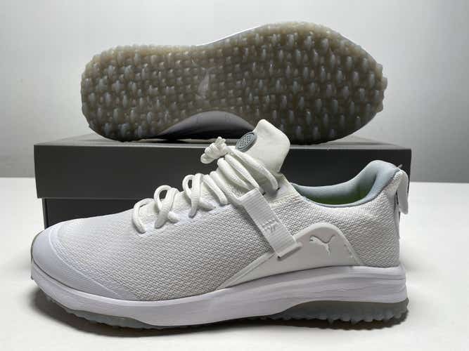 Puma Fusion Evo Golf Shoes White Quarry Gray Men's SZ 9.5 (193850 02)