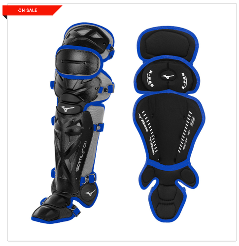 Mizuno Samurai Youth Catcher Leg Guards 14.5 Black Royal Baseball(Light Used)