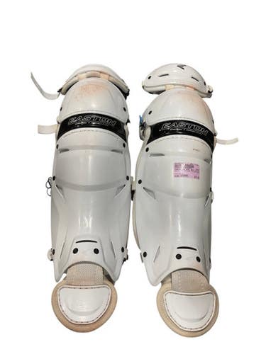 Used Easton THE VERY BEST CATCHER SHINS Catchers Leg Guards White Intermed 11847-S000034047