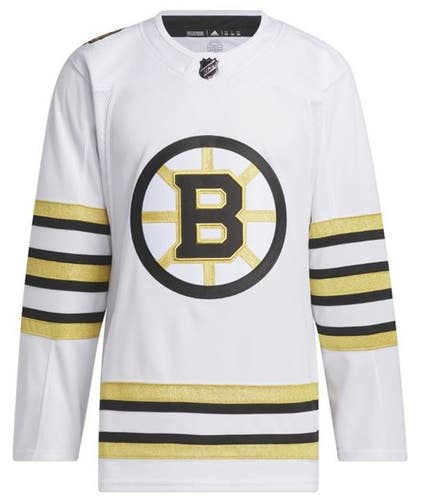 Boston Bruins Adidas Primegreen 100th Anniversary Road White Jersey Size 52 NWT