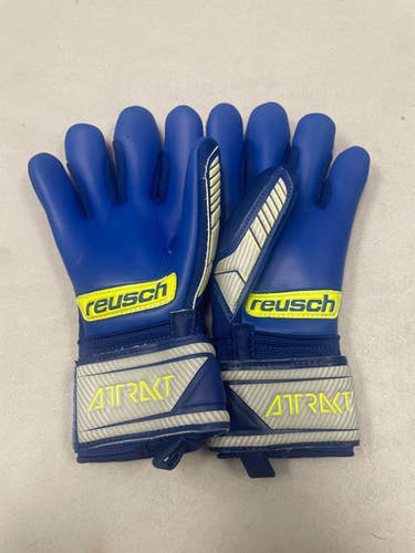 Used Reusch ATTRAKT GRIP EVOLUTION Soccer Goalie Gloves Navy Blue 5 11490-S000270816