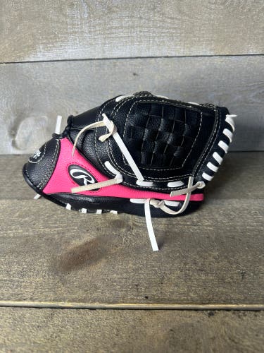 Rawlings 9 1/2" Baseball Softball Glove PL95PB Girls Basket Web Black Pink RHT