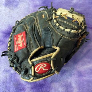 Black Rawlings Gold Glove Elite RH Catcher's Baseball Glove 32.5" (Used)