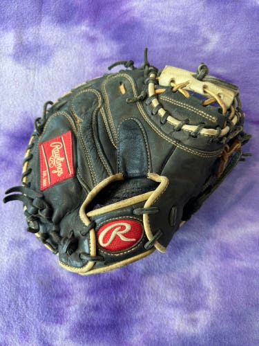 Black Rawlings Gold Glove Elite RH Catcher's Baseball Glove 32.5" (Used)