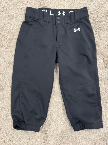 Black Kid's Medium Youth Under Armour Game Pants (Used)