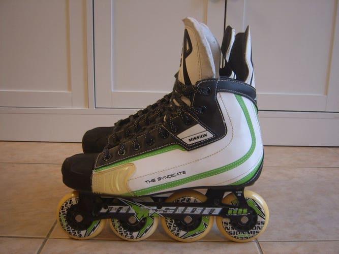 Excellent Condition Mission Syndicate SX1 Roller/Inline Hockey SkatesSize 9E
