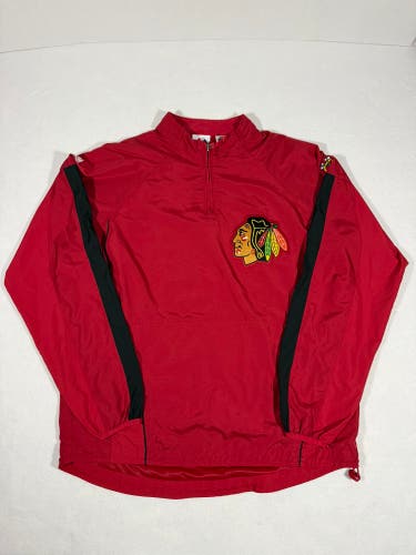 Majestic Cool Base Mens Medium Chicago Blackhawks 1/4 Zip Jacket Red  (Used)