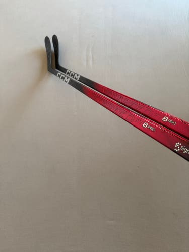 *2 Pack* of New 80 Flex Celebrini Curve Senior CCM JetSpeed FT8 Pro RH Pro Stock Hockey Sticks - Red