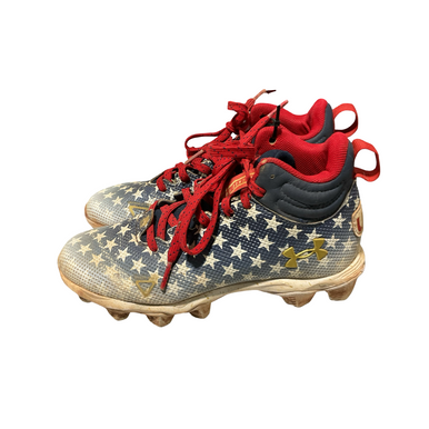 Used Under Armour USA CLEATS BB/SB Cleats White/Red/Navy Junior 02.5 11834-S000048790