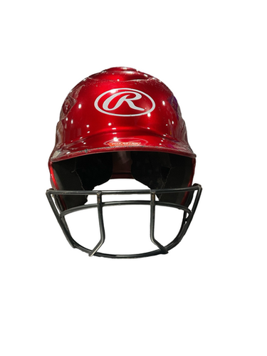 Used Rawlings RED W/ MASK Batting Helmet w/Mask Red One Size 11834-S000048367