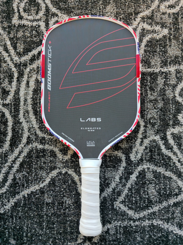 Boomstick Black Pickleball Paddle Gen 5 With Overgrip and American Flag Edge Guard Fast Shipping