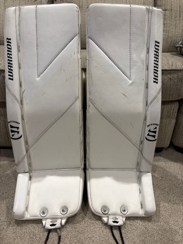 28" Warrior Ritual G6 E+ Goalie Leg Pads (Used) with customized toe bridge