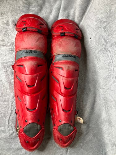 Red Adult All Star LG40WPRO Catcher's Leg Guard (Used)
