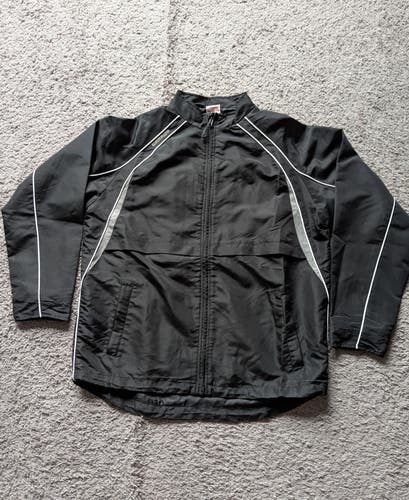 NEW Warrior Men's XL Sports Black Full-Zip Windbreaker Jacket Warm UP Coaching