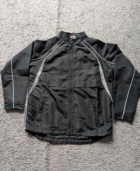 NEW Warrior Men's XL Sports Black Full-Zip Windbreaker Jacket Warm UP Coaching