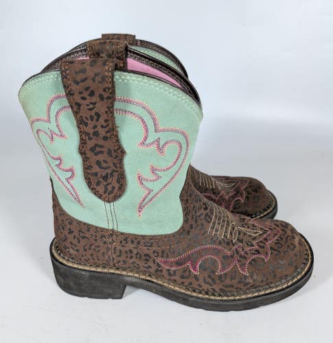 Ariat Fatbaby Brown Leather Leopard Print Western Boots Cowgirl Women's 6.5 B