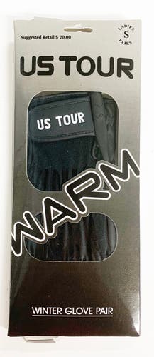 NEW US Tour Warm Winter Glove Pair Black Golf Glove Ladies Small