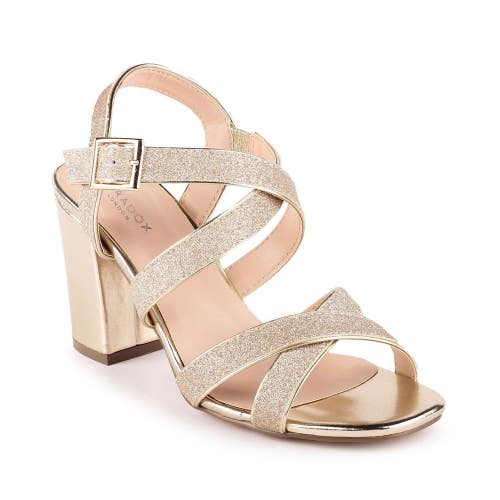 Paradox London Mireya Sandals Womes US 9 Gold Glitter Block Heel Strappy ZPO3063