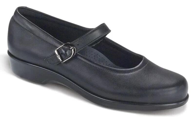 SAS Maria 2160-013 Flats Women's US 9 Black Leather Round Toe Mary Jane ZPO3072