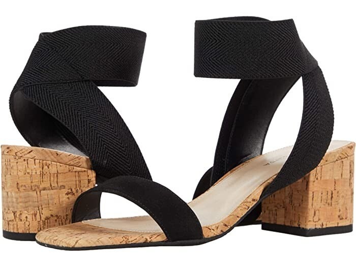 Pelle Moda Warren Sandals Women 5.5 Black Stretch Ankle Strap Block Heel ZPO3017