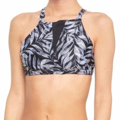 prAna Regan Top Women Medium Black Stretch Square Neck Tie Back Swimwear JDM1452