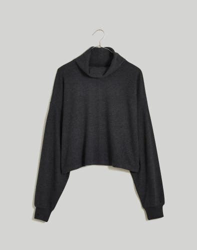 Madewell Sweater Women's XS Heather Black Brushed Jersey Funnel Neck GBO112