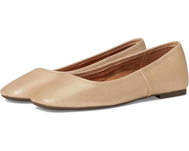 Vionic Orinda Ballet Flats Women's 9.5 Gold Leather Slip On Square Toe ZOGG1842