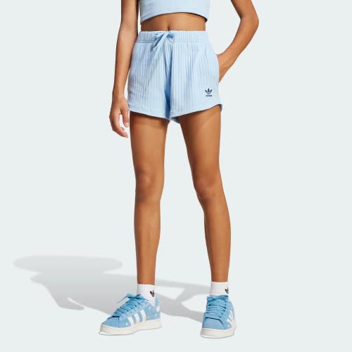 Adidas Originals Shorts Girls Large Blue Ribbed Drawstring Waist Casual DSGL830