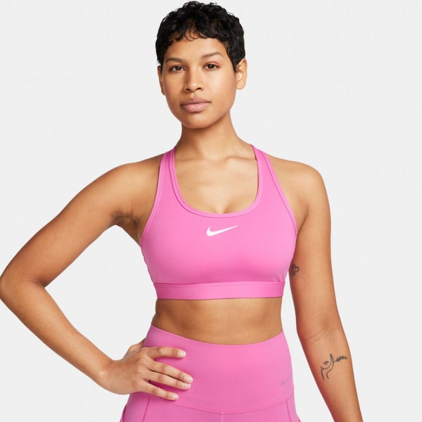 Nike Swoosh Medium Support Sports Bra Womens Large Pink Padded Racerback DSGL858