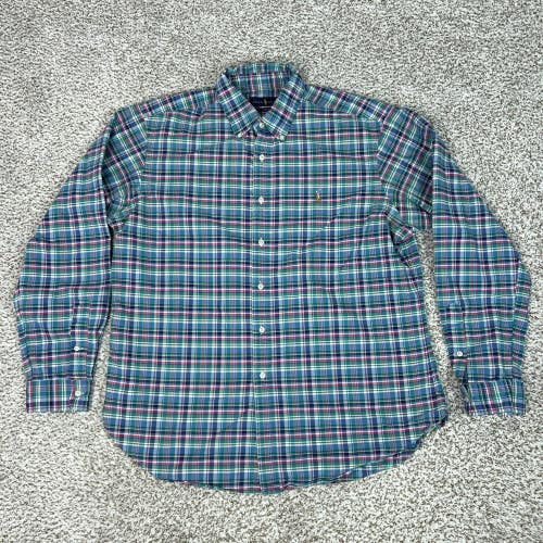 Ralph Lauren Shirt Mens XL Blue Plaid Long Sleeve Button Down Classic Fit Pony