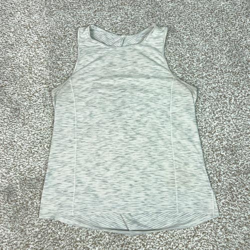Lululemon Tank Top Womens Large Gray Stripe High Neck Open Back Yoga Gym Workout