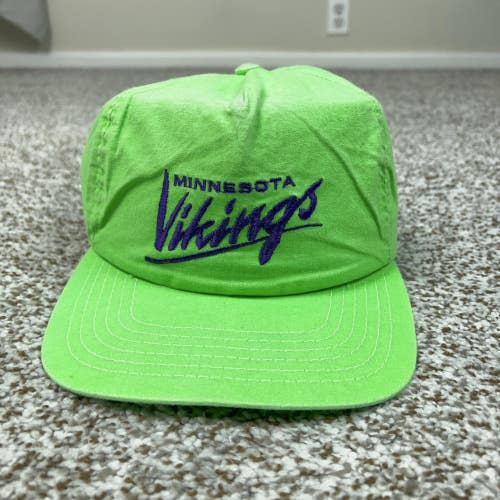 Vintage Minnesota Vikings Hat Cap Snap Back Mens One Size Green NFL New Era USA