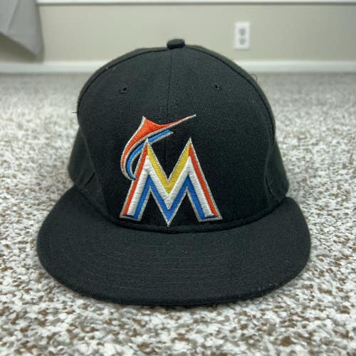 Miami Marlins Hat Cap Fitted Mens 7 1/2 Black MLB Baseball New Era 59FIFTY USA