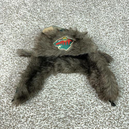 Minnesota Wild Hat Trapper Mens One Size Green Tan Plaid NHL Hockey Faux Fur