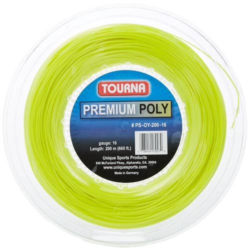 Tourna Premium Poly Durable Tennis String Reel, 16G Yellow