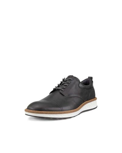 Ecco ST.1 Hybrid Men's US 11-11.5 Black Leather Cap Toe Derby Shoes VER1277
