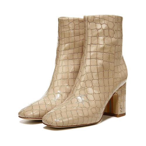 Sam Edelman Fawn 2 Boot Women's US 6.5 Chai Latte Croc Block Heel Bootie ZAP1882
