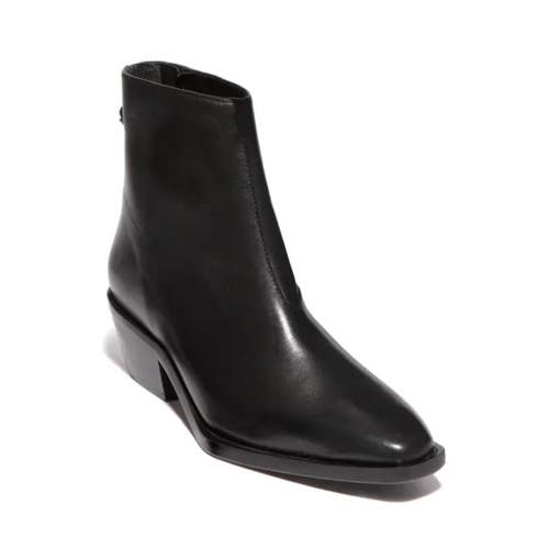 AllSaints Lenora Boots Women's 7 M Black Leather Square Toe Ankle Booties NCZ158