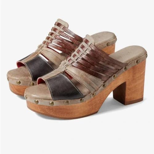 Bed Stu Shantel Sandals Women's US 9 M Brown Leather Platform Block Heel NCZ150