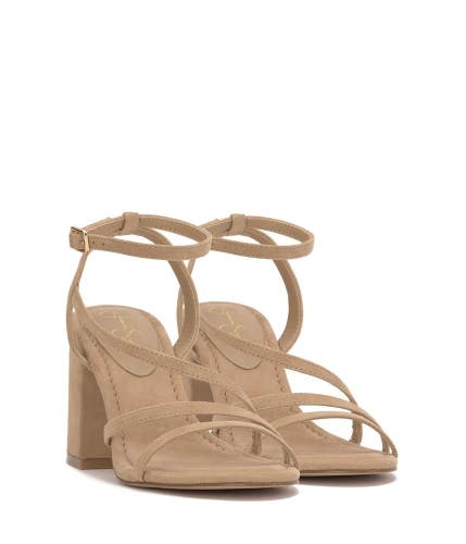 Jessica Simpson Reyvin Sandals Women's 10 M Almond Block Heel Ankle Strap NCZ149