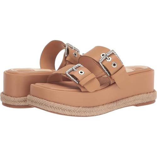 Dolce Vita Canyon Sandals Women's 9 M Tan Leather Slip On Platform Slide NCZ151