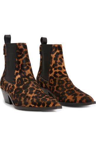 AllSaints Fox Boots Women's 6 M Brown Leopard Print Ankle Chelsea Bootie NCZ160