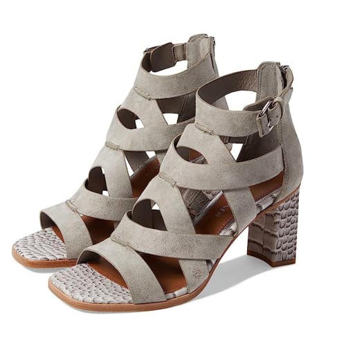 Donald Pliner Izze Sandals Women's UD 9.5M Light Taupe Leather Block Heel NCZ161