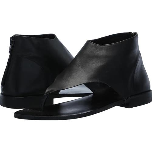 Free People Uma Sandals Womens Black Leather Back Zip Casual Comfort Thong NCZ78