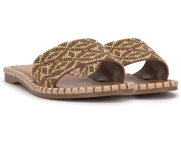 Jessica Simpson Bibiani Sandals Women's 7.5 M Tobacco Suede Slip On Slide NCZ155