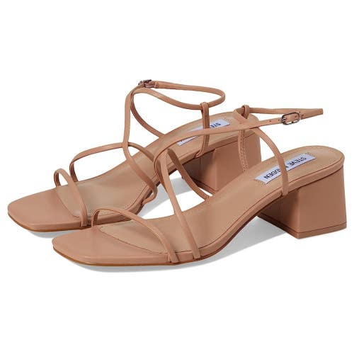 Steve Madden Remmi Sandals Women's 7M Tan Square Toe Block Heel Strappy NCZ82