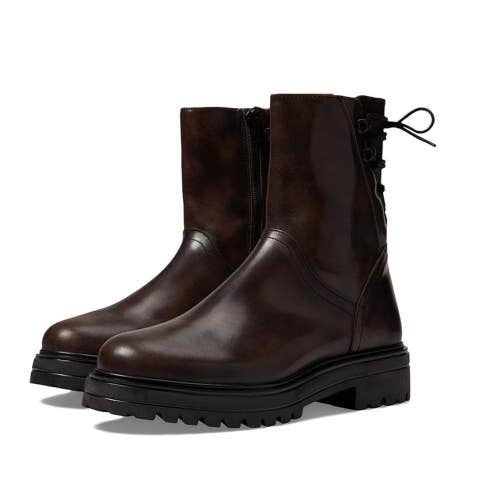 Volatile Alice Boots Women's US 9M Brown Leather Round Toe Side Zip Biker NCZ128