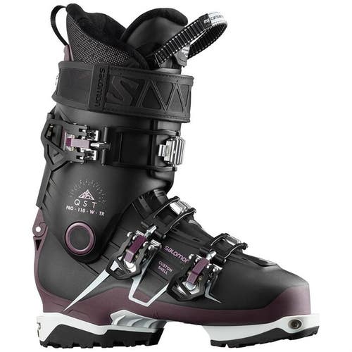 New $725 Women's  Salomon QST PRO 110 TR W Ski boots Black Size 6.5 Mondo 23.5