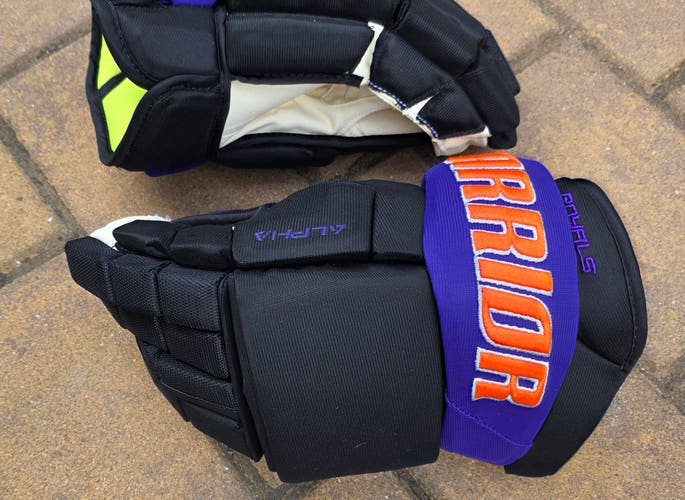 15" Warrior Alpha 20 Gloves Team Pro Stock Reading Royals Black Orange Purple