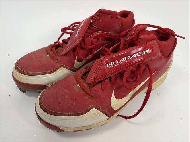 Nike Air Huarache Baseball Cleats, Metal Spikes, Size 10, Red